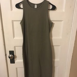 Olive green midi dress